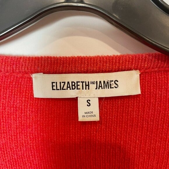 Elizabeth and James Cable Knit Asymmetrical  Cardigan Sweater Red Orange S Snap - Picture 5 of 8